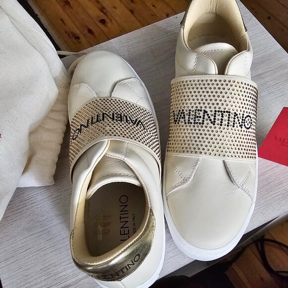 Valentino Garavani Gold Studded Logo Sneakers — With Box, Dust Bag & Tag - Picture 2 of 11